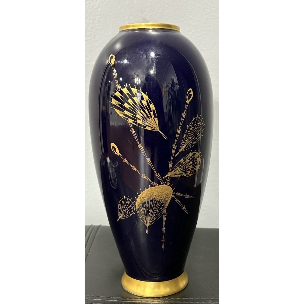 Lindner Vase, 10 inches,‎ Echt Cobalt Kueps Bavaria Vase Sylvia GW 157/4 Rio 8